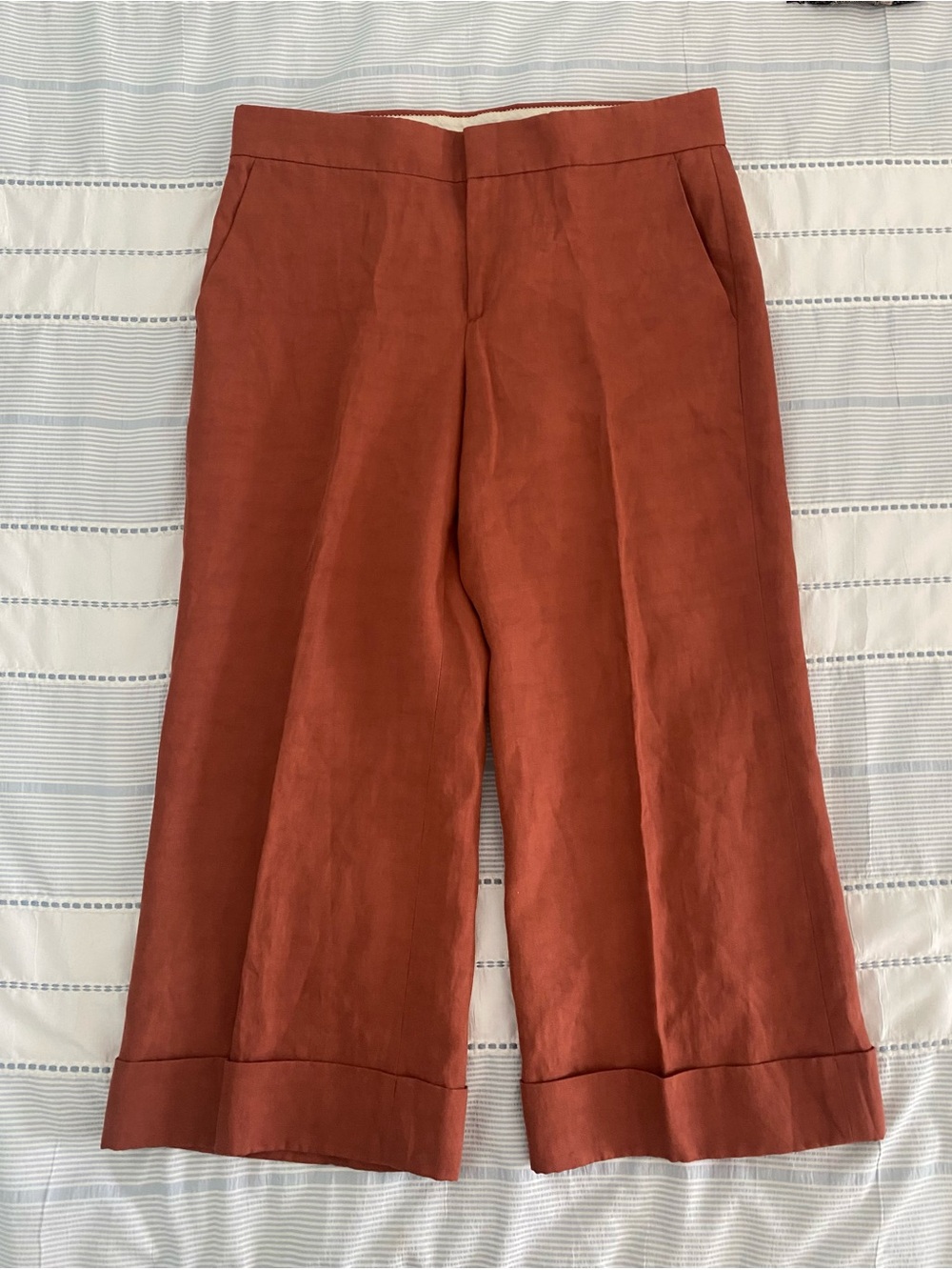 J. Crew Cropped Wide-Leg Pants in Terra Cotta